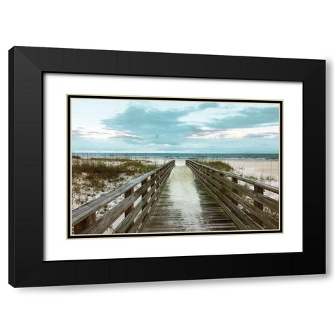 Happy Place Black Modern Wood Framed Art Print with Double Matting by Nan