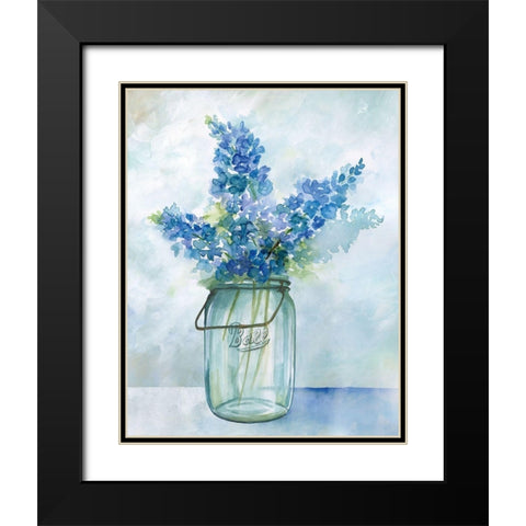 Bluebonnets Black Modern Wood Framed Art Print with Double Matting by Nan