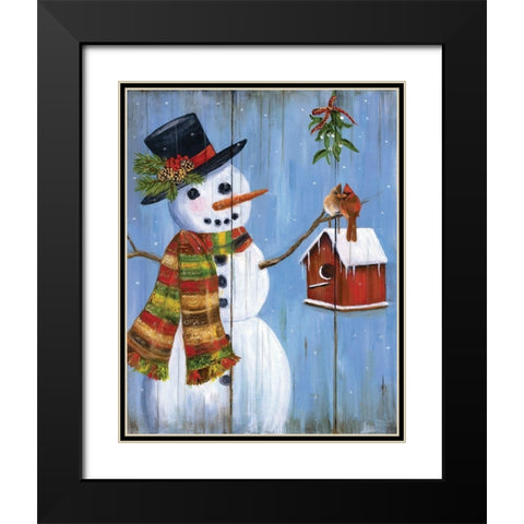 Winter Kisses Black Modern Wood Framed Art Print with Double Matting by Dunlap, Marilyn