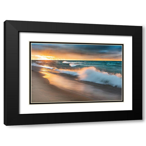 Miners Beach Light Black Modern Wood Framed Art Print with Double Matting by Delimont, Danita