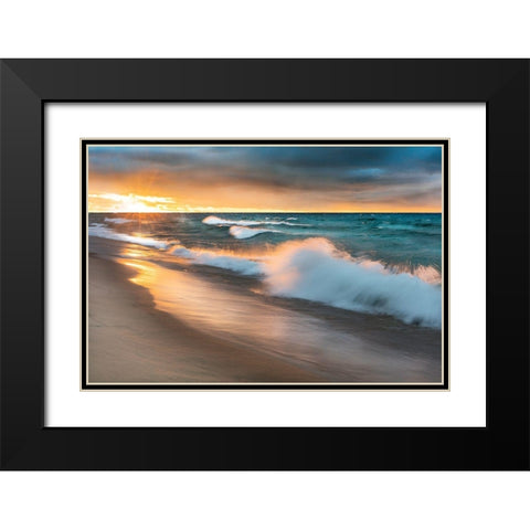 Miners Beach Light Black Modern Wood Framed Art Print with Double Matting by Delimont, Danita