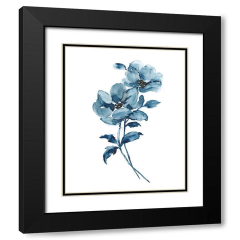 Blue Botanique I Black Modern Wood Framed Art Print with Double Matting by Nan