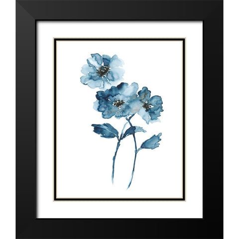 Blue Botanique II Black Modern Wood Framed Art Print with Double Matting by Nan