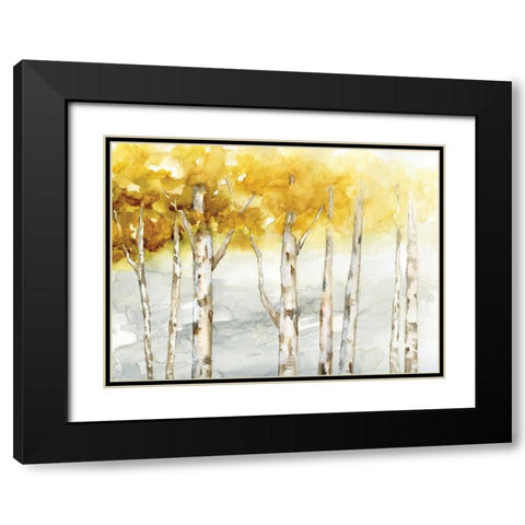 Golden Trees Black Modern Wood Framed Art Print with Double Matting by Nan