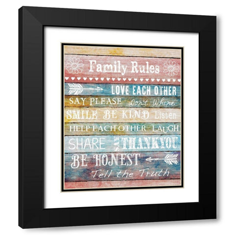 Family Rules Black Modern Wood Framed Art Print with Double Matting by Knutsen, Conrad