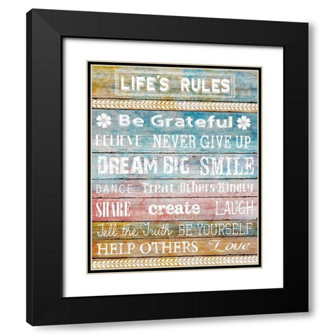 Life Rules Black Modern Wood Framed Art Print with Double Matting by Knutsen, Conrad