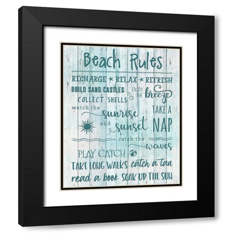 Beach Rules Black Modern Wood Framed Art Print with Double Matting by Carpentieri, Natalie