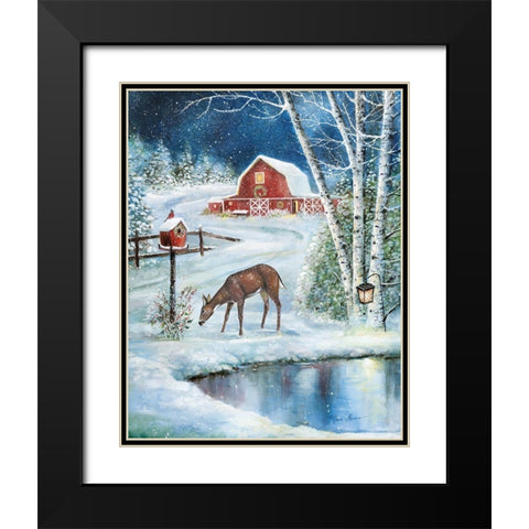 Holiday Skating Black Modern Wood Framed Art Print with Double Matting by Manning, Ruane