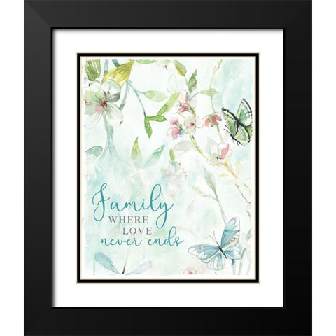 Love Never Ends Black Modern Wood Framed Art Print with Double Matting by Robinson, Carol