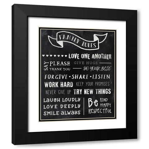 Chalkboard Rules Black Modern Wood Framed Art Print with Double Matting by CAD DESIGNS