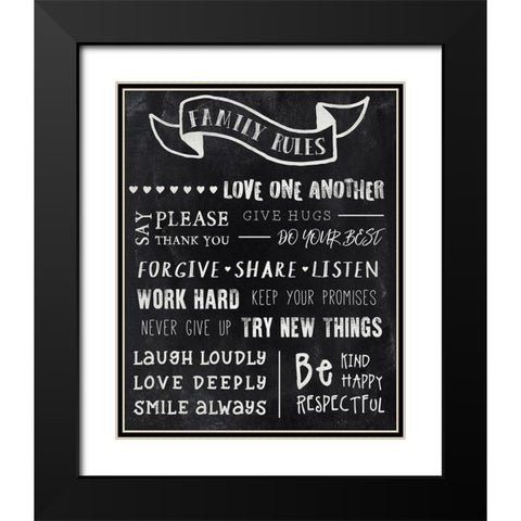 Chalkboard Rules Black Modern Wood Framed Art Print with Double Matting by CAD DESIGNS