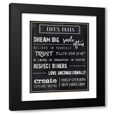 Chalkboard Rules Black Modern Wood Framed Art Print with Double Matting by CAD DESIGNS