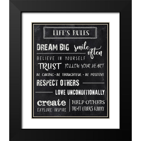 Chalkboard Rules Black Modern Wood Framed Art Print with Double Matting by CAD DESIGNS