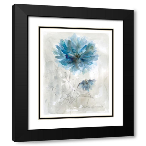 Blue Dahlia Black Modern Wood Framed Art Print with Double Matting by Robinson, Carol