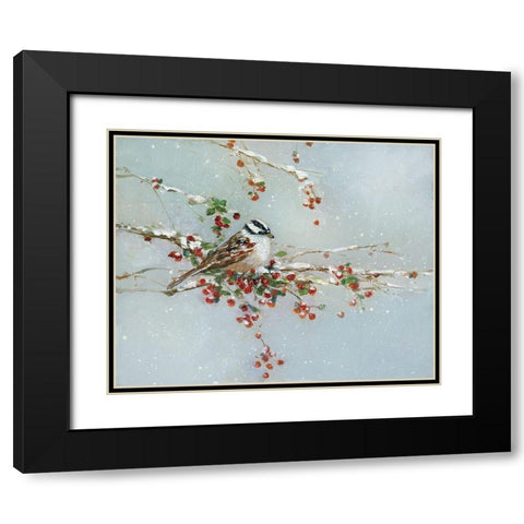 Woodpecker in Winter Black Modern Wood Framed Art Print with Double Matting by Swatland, Sally