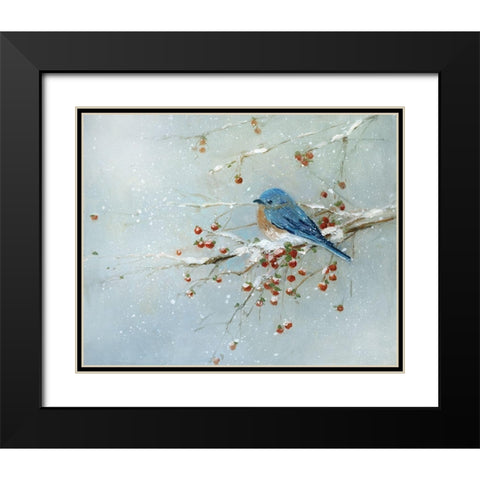 Blue Bird in Winter Black Modern Wood Framed Art Print with Double Matting by Swatland, Sally