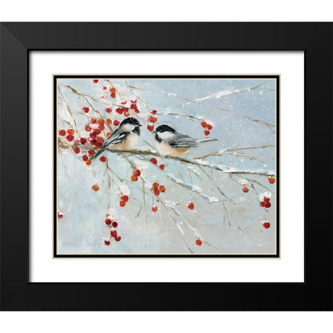 Chickadees in Winter Black Modern Wood Framed Art Print with Double Matting by Swatland, Sally