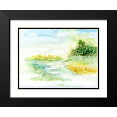 Dreamy Inlet Black Modern Wood Framed Art Print with Double Matting by Nan