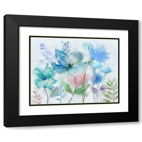 Mingled Blues Black Modern Wood Framed Art Print with Double Matting by Nan