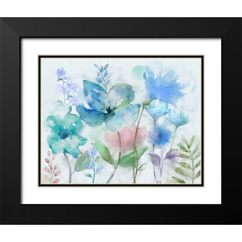 Mingled Blues Black Modern Wood Framed Art Print with Double Matting by Nan