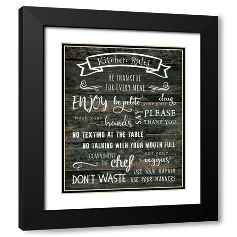 Kitchen Rules Black Modern Wood Framed Art Print with Double Matting by CAD DESIGNS