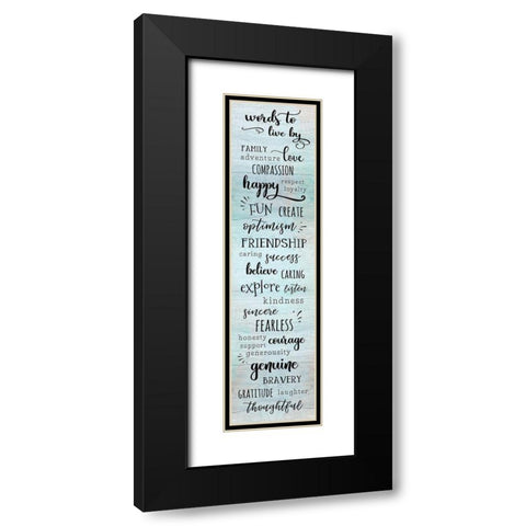 Words to Live Black Modern Wood Framed Art Print with Double Matting by CAD DESIGNS