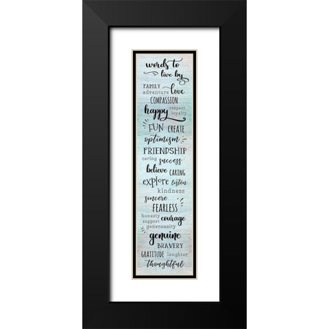 Words to Live Black Modern Wood Framed Art Print with Double Matting by CAD DESIGNS