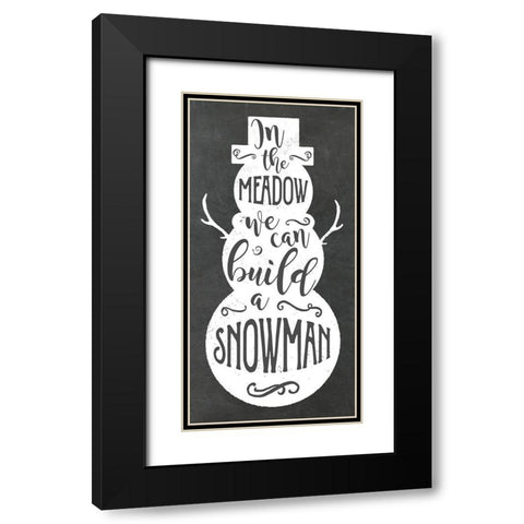 Build A Snowman Black Modern Wood Framed Art Print with Double Matting by Murray, Amanda