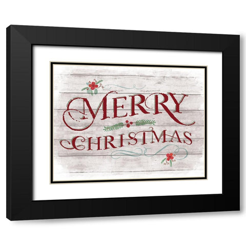 Merry Christmas Black Modern Wood Framed Art Print with Double Matting by Murray, Amanda