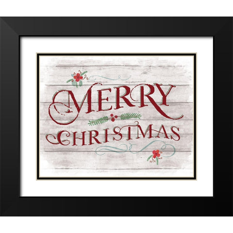 Merry Christmas Black Modern Wood Framed Art Print with Double Matting by Murray, Amanda