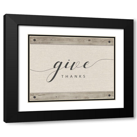 Give Thanks Black Modern Wood Framed Art Print with Double Matting by Murray, Amanda