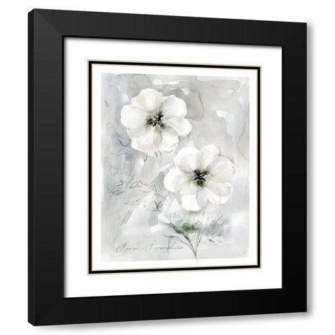 White Anemone Black Modern Wood Framed Art Print with Double Matting by Robinson, Carol