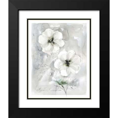 White Anemone Black Modern Wood Framed Art Print with Double Matting by Robinson, Carol