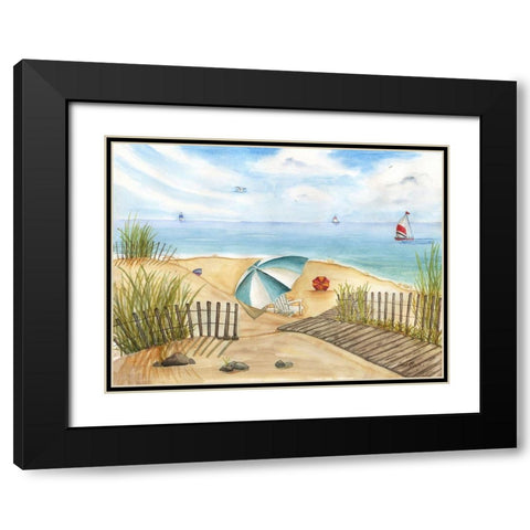 Beach Interlude Black Modern Wood Framed Art Print with Double Matting by Halm, Carol