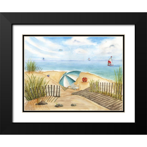 Beach Interlude Black Modern Wood Framed Art Print with Double Matting by Halm, Carol