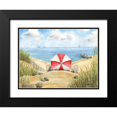 Beach Bliss Black Modern Wood Framed Art Print with Double Matting by Halm, Carol