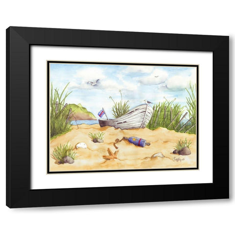 Beach Treasures Black Modern Wood Framed Art Print with Double Matting by Halm, Carol