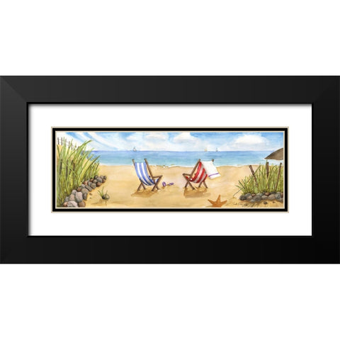 Beach For Two Black Modern Wood Framed Art Print with Double Matting by Halm, Carol