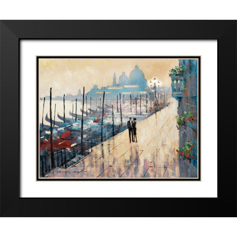 Venice Encounter Black Modern Wood Framed Art Print with Double Matting by Orme, E. Anthony