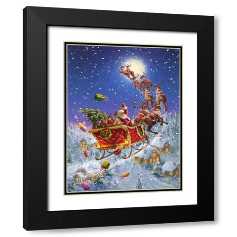 Santas Sleigh Black Modern Wood Framed Art Print with Double Matting by Corti, Marcello