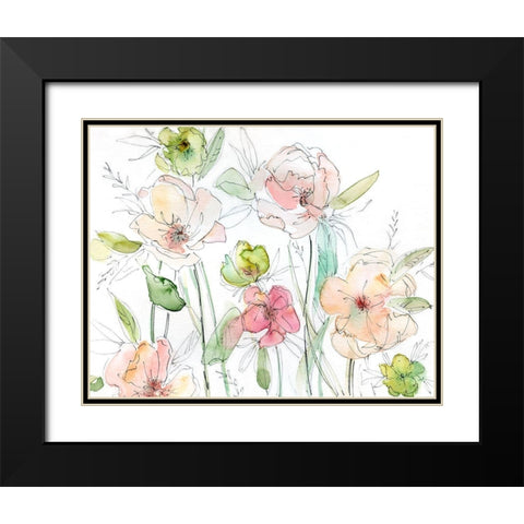Garden Dance Black Modern Wood Framed Art Print with Double Matting by Robinson, Carol