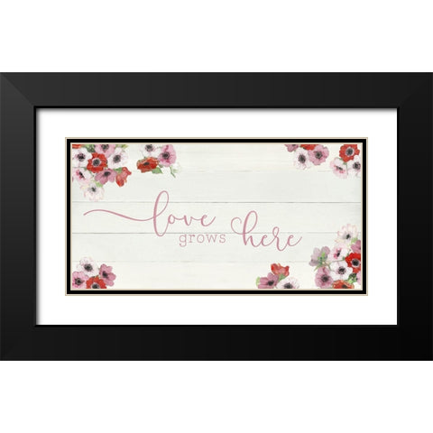 Love Grows Here Black Modern Wood Framed Art Print with Double Matting by Swatland, Sally