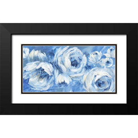 Contemporary Blue and White Black Modern Wood Framed Art Print with Double Matting by Nan