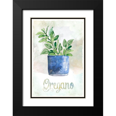 Potted Oregano Black Modern Wood Framed Art Print with Double Matting by Robinson, Carol