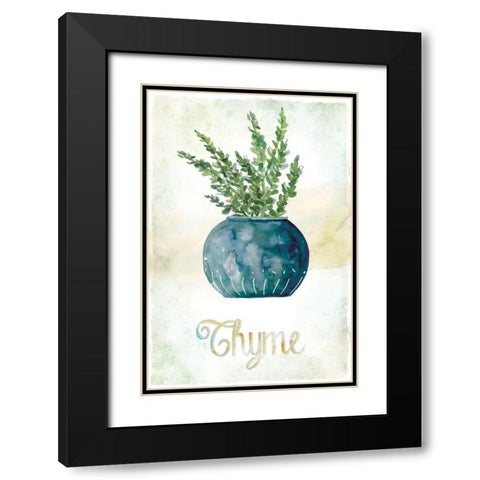 Potted Thyme Black Modern Wood Framed Art Print with Double Matting by Robinson, Carol