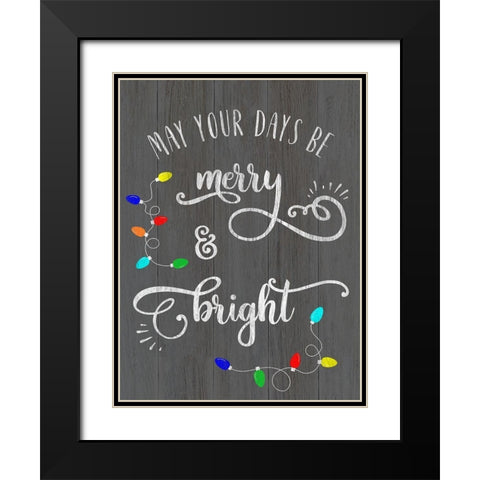 Merry and Bright Black Modern Wood Framed Art Print with Double Matting by CAD Designs