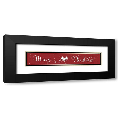 Merry Christmas Black Modern Wood Framed Art Print with Double Matting by CAD Designs