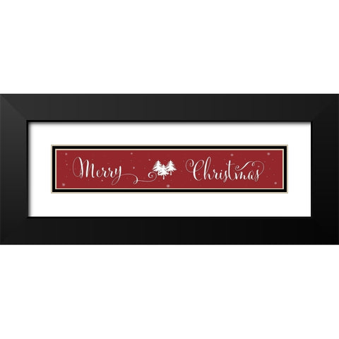 Merry Christmas Black Modern Wood Framed Art Print with Double Matting by CAD Designs