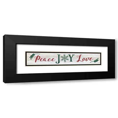 Peace Joy Love Black Modern Wood Framed Art Print with Double Matting by CAD Designs