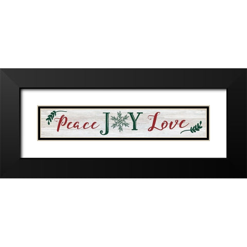 Peace Joy Love Black Modern Wood Framed Art Print with Double Matting by CAD Designs
